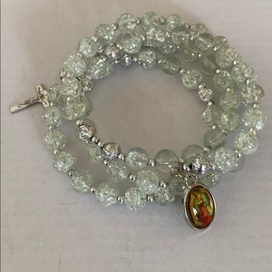 Cross Mary charm wraparound bracelet